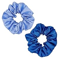 Vista 5 de Sufermoe 12 bandas elásticas para el cabello de seda satinada, color azul surtido de 4.5 pulgadas para mujeres y niñas