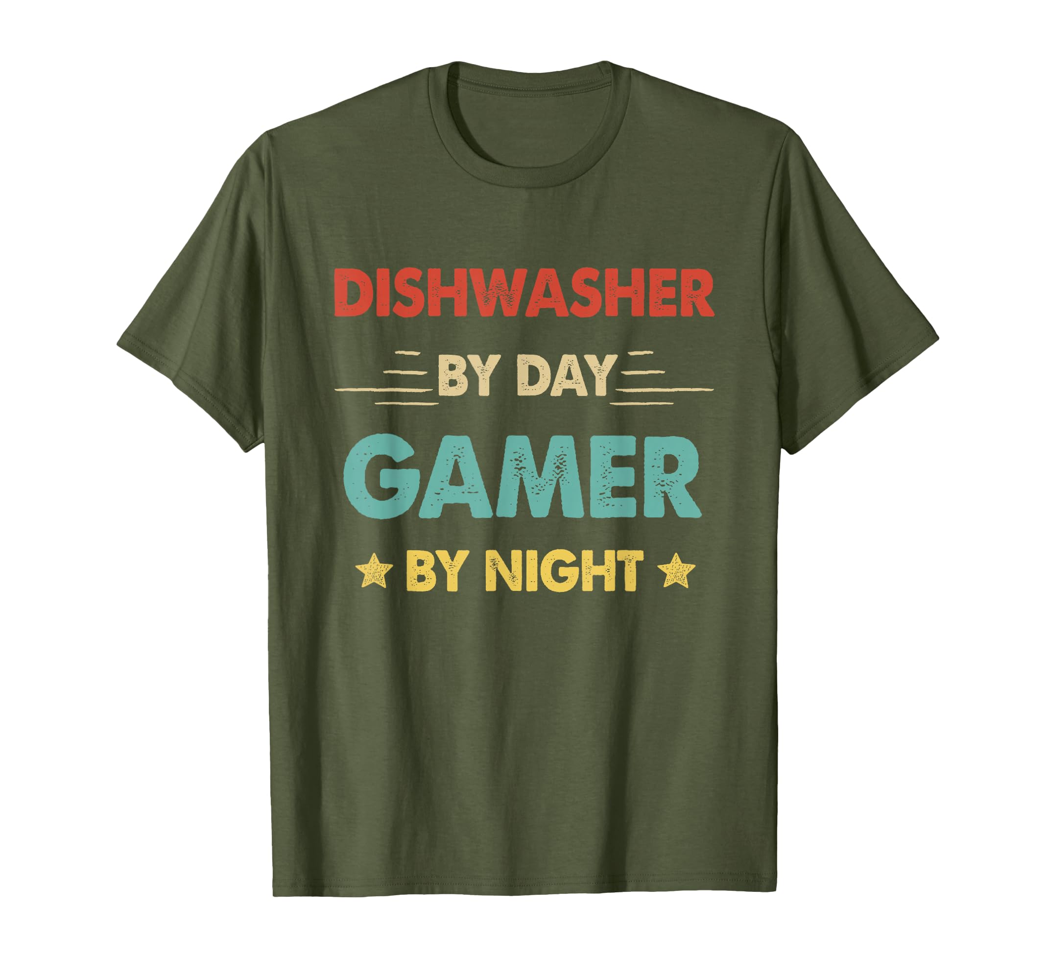 Retro Dishwasher By Day Gamer By Night T-Shirt