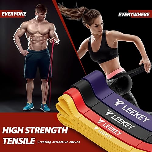 Miniatura 4 de LEEKEY Resistance Bands, Exercise Bands,Pull Up Assist Bands - Bands for Working Out,Band for Men and Women Fitness Training, Physical Therapy,Home