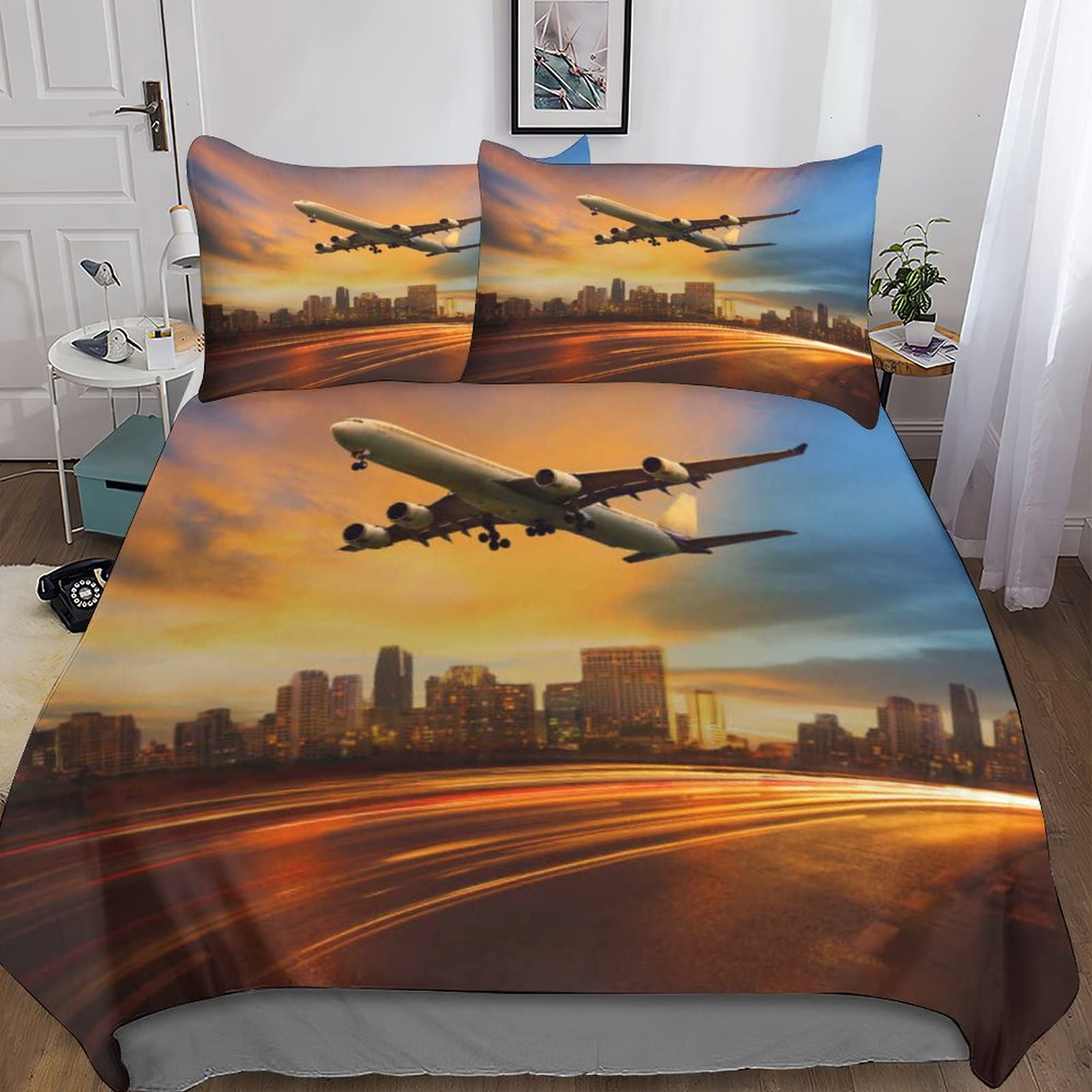 Parure de lit thème du vol enfant 220x240cm housse de couette microfibre 3D