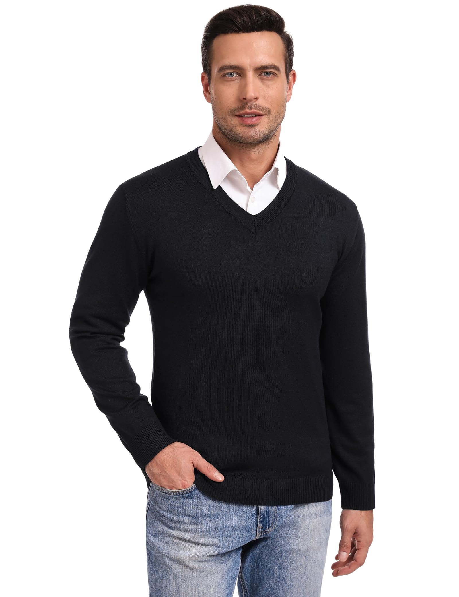 iClosam Maglione Uomo Invernali Scollo v Uomo Pullover Giacca in Maglia Maglione Pullover Invernale Tenere Caldo