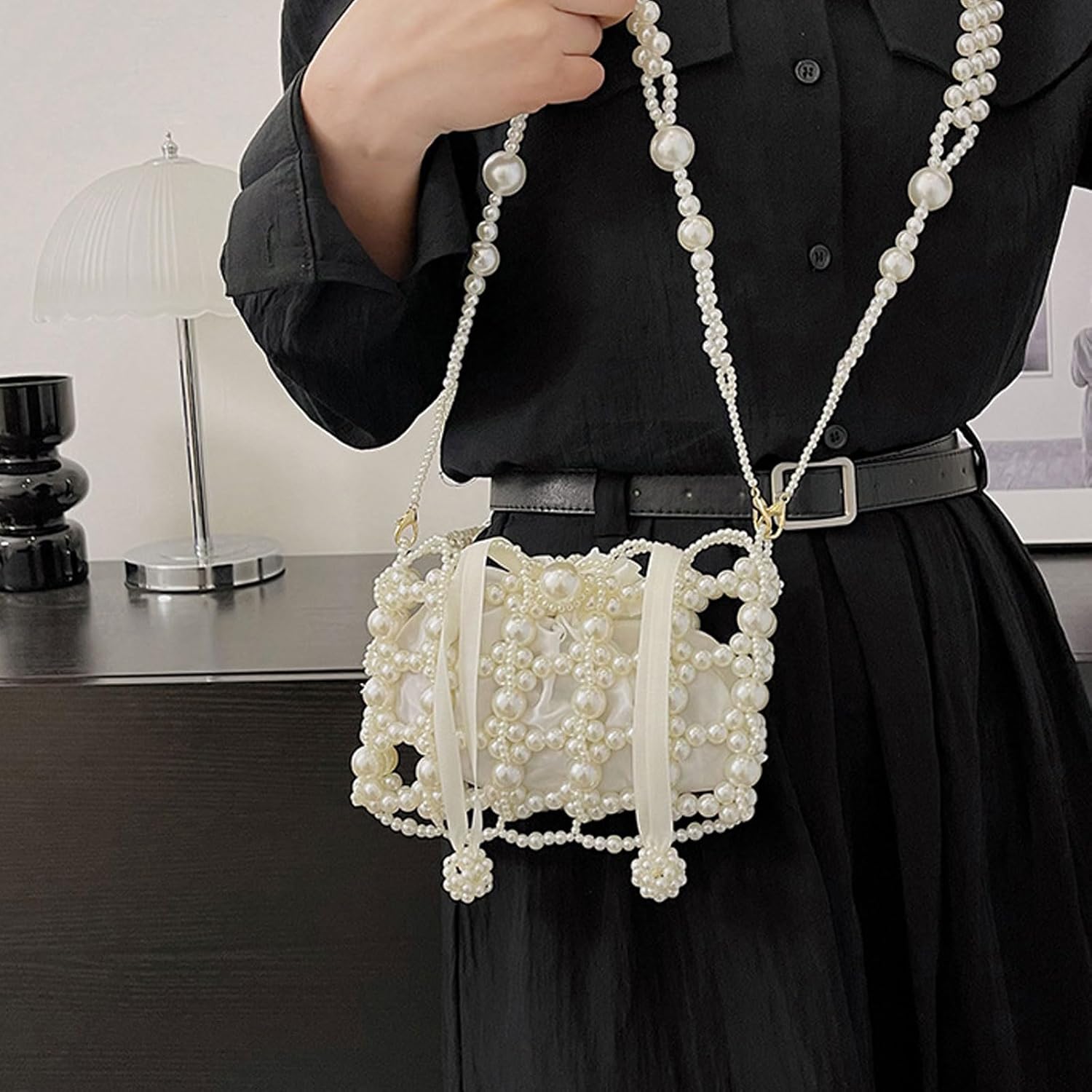 Luxury Pearl Bag Chain Bag Purse Evening Bags, Artificial Pearl Clutch Handmade Bags for Party Wedding Bridal Travel 17 - Image 3