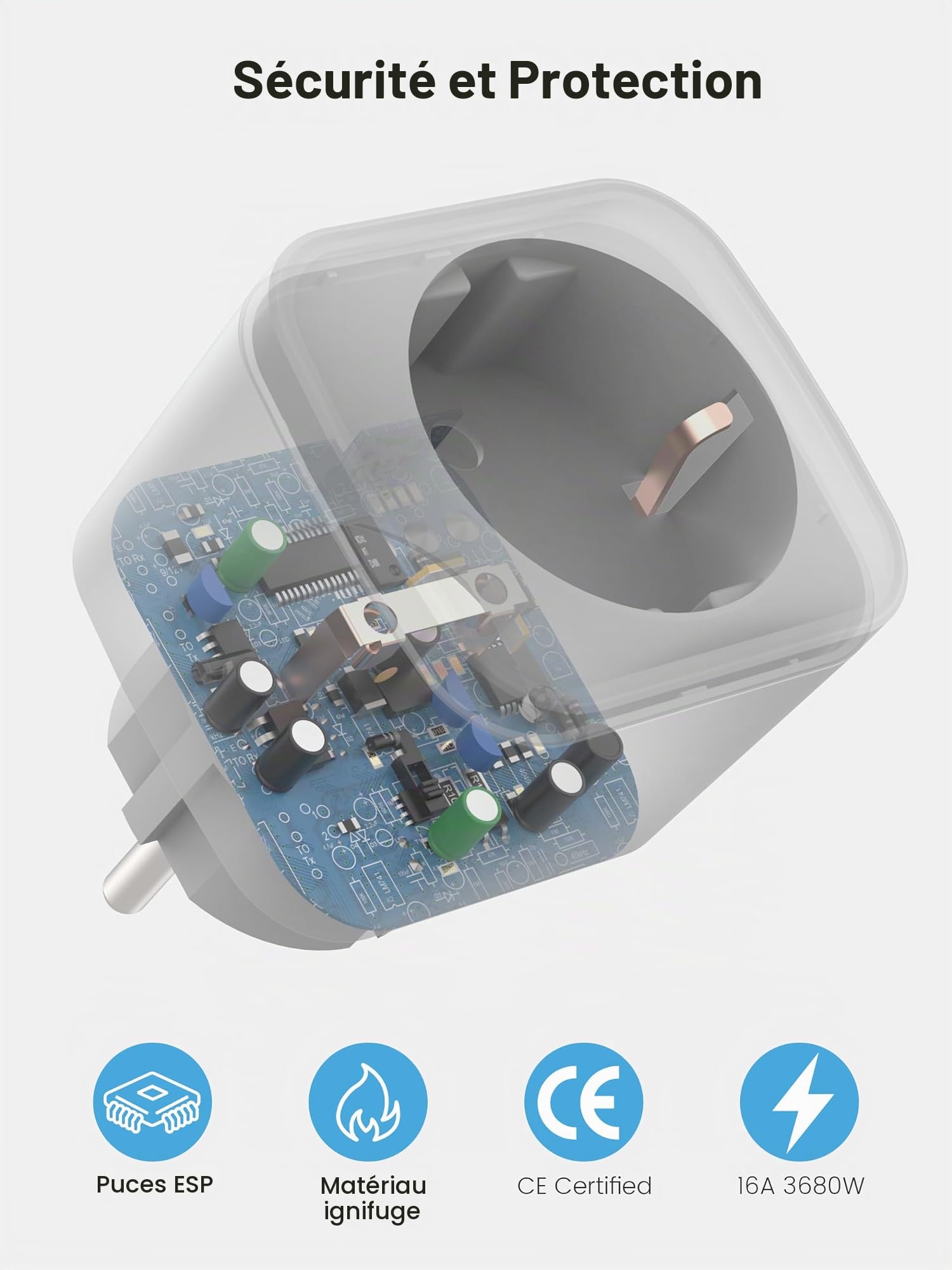EIGHTREE Tasmota Prises Intelligentes Compteur Énergie,Home Assistant 4 pcs | Prises Intelligentes Tasmota compatibles Alexa, MQTT, Domoticz, OpenHAB, ioBroker. Puce ESP8685, contrôle local sans cloud