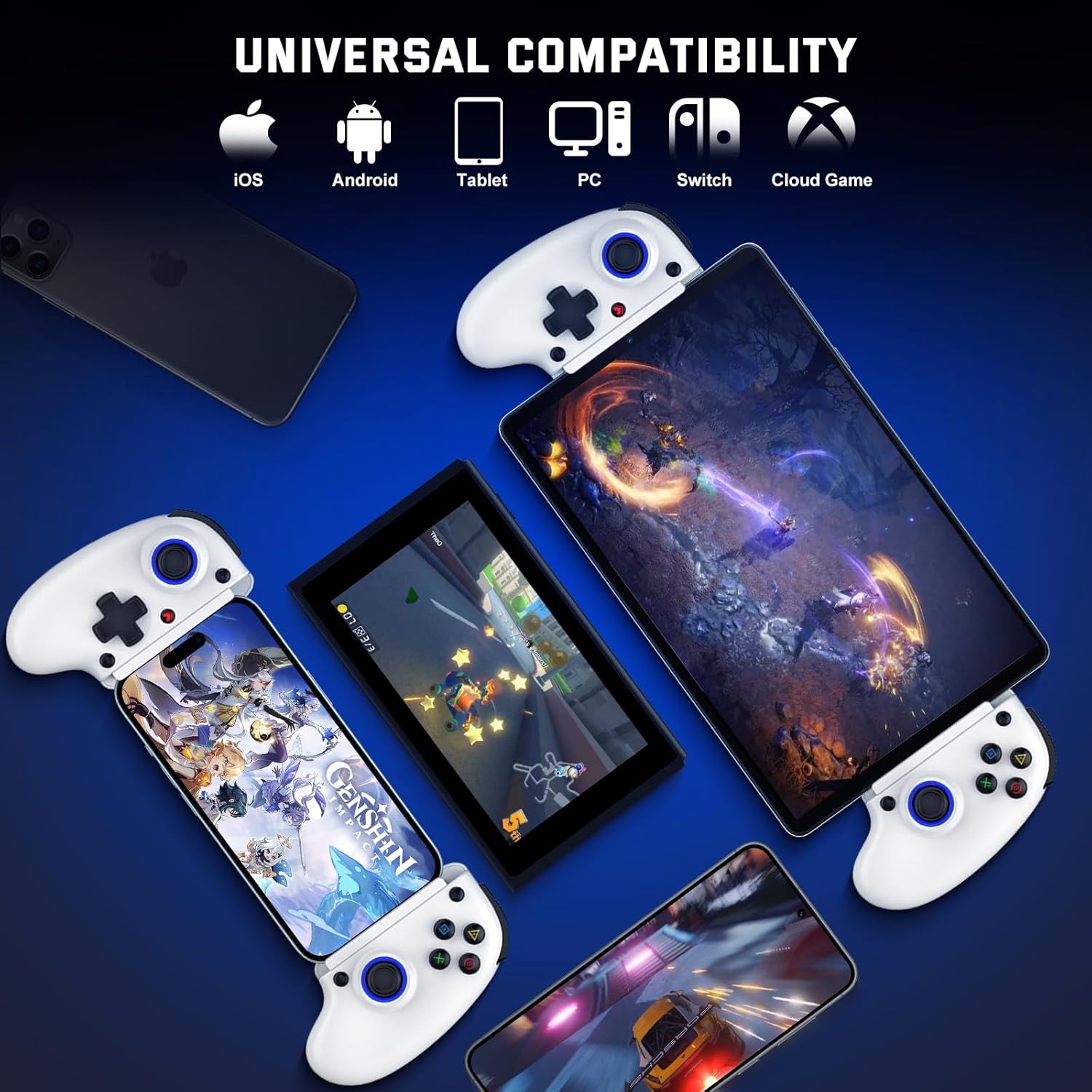 Joso D10 Phone Game Controller For iPhone/Android/Pc/Switch With Hall Effect Joysticks/Hall Trigger Play COD, Genshin Impact Android Game Controller Support Cloud Gaming/PS Remote Play White 3 71BI24KQI8L. AC SL1500
