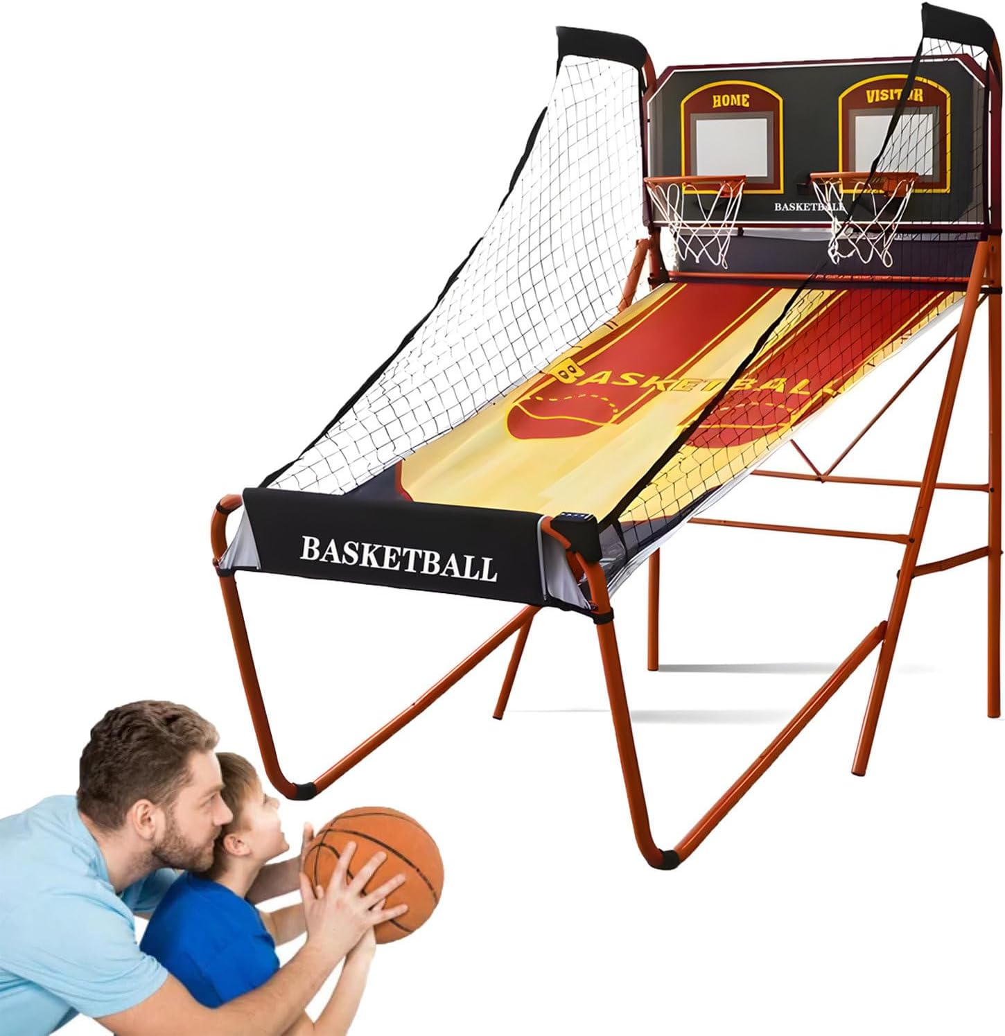 Folding Basketball Arcade Game,Double Basketball Shooting Machine,Electronic Scoring Shooting Machine,With 5 No. 3 Basketballs B