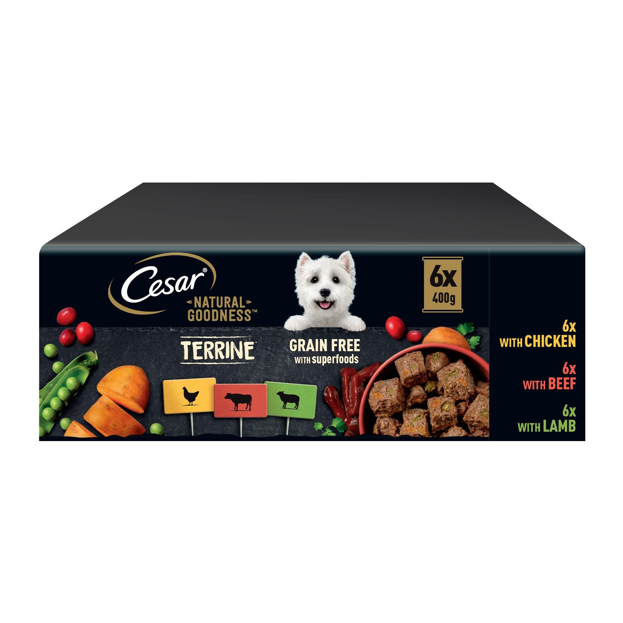Cesar Natural Goodness - Wet Dog Food - for Adult Dogs - Mixed Selection in Loaf - 6 x 400 g
