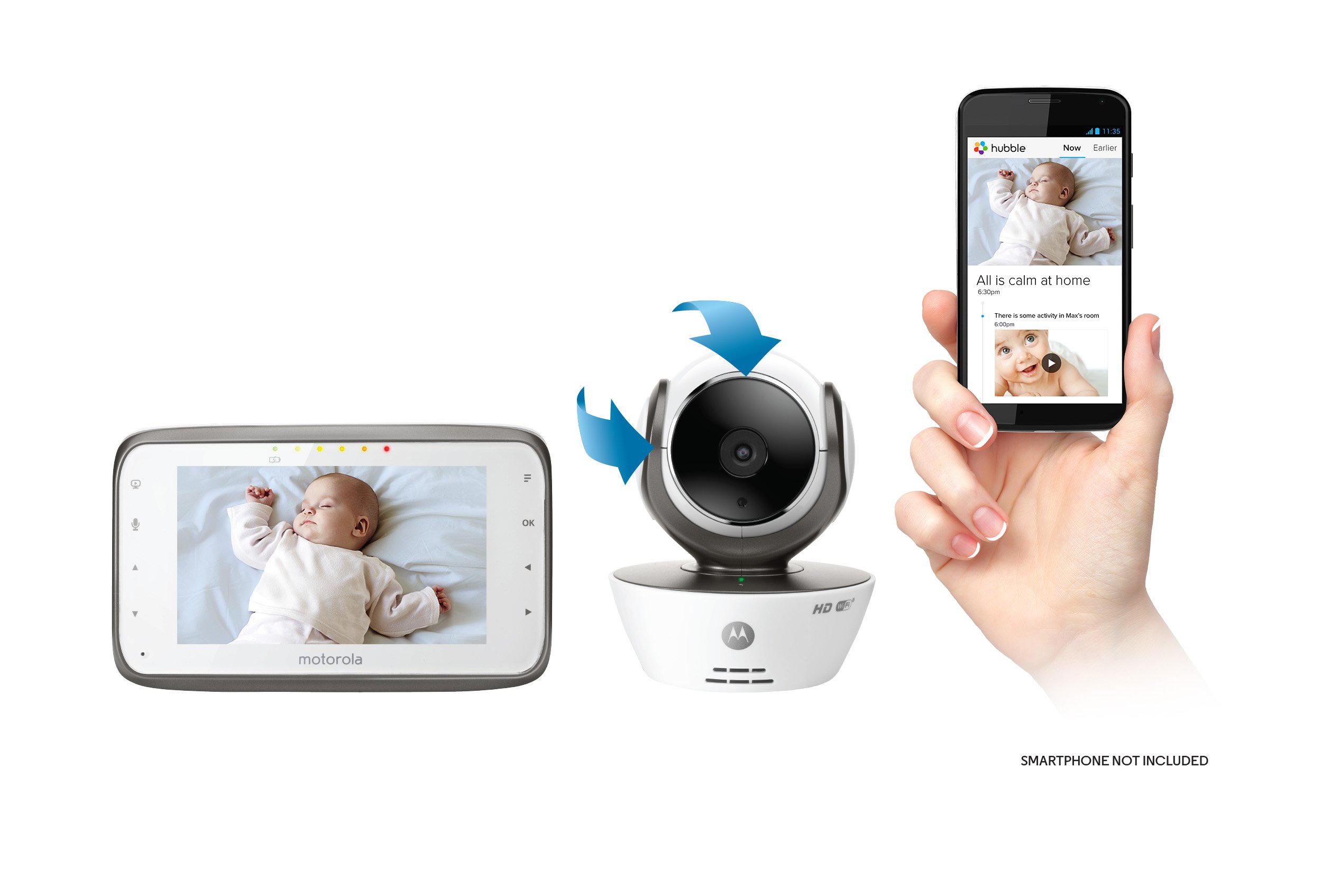 Motorola Babyphone Vidéo connecté Wi-Fi avec écran 4,3" - MBP854 Connect Blanc