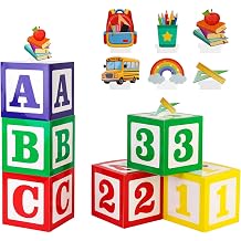 6 Pcs ABC 123 Decorations, 30 x 30 cm Alphabet ABC 123 Blocks