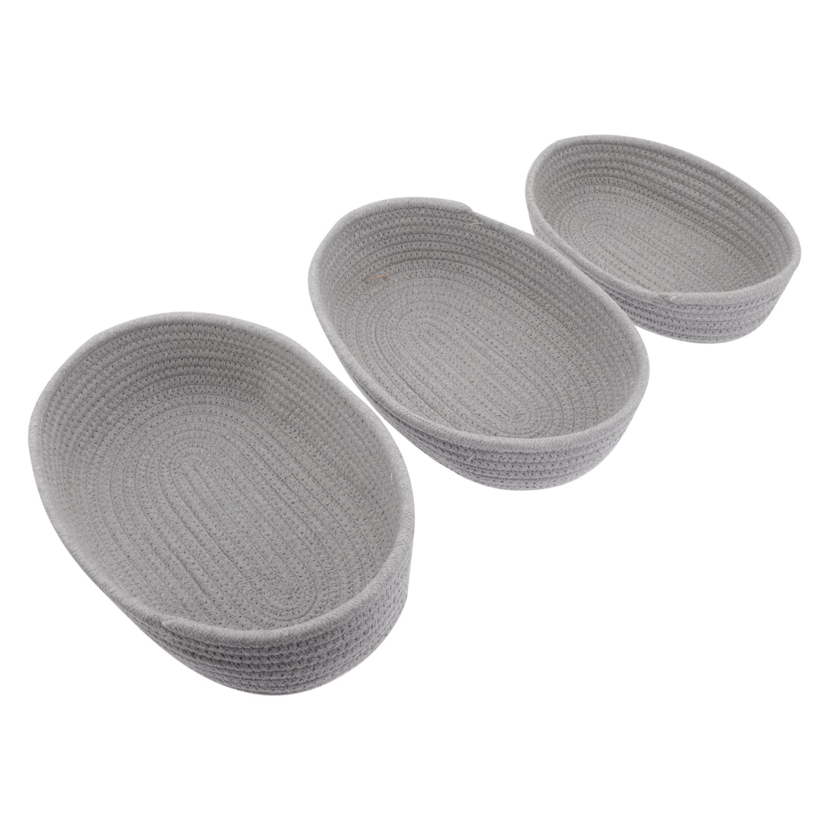 HONMEET 3Pcs Cotton Rope Storage Baskets Woven Desktop Sundries Organizer Stylish Grey Bins for Nursery Bathroom Living Room Easy to Clean