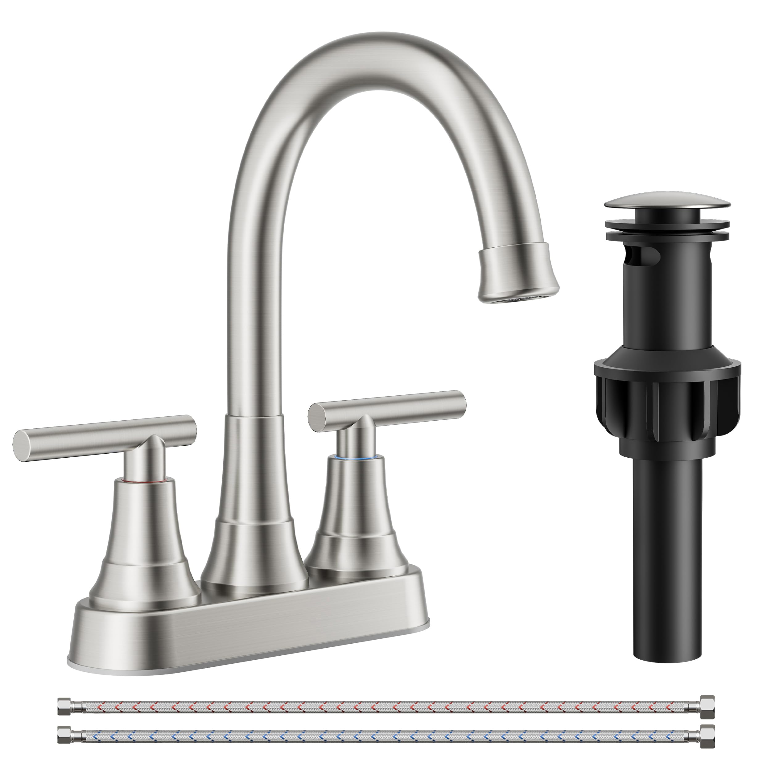 FORIOUS Brushed Nickel Bathroom Faucets, Centerset Faucet for Bathroom Sink