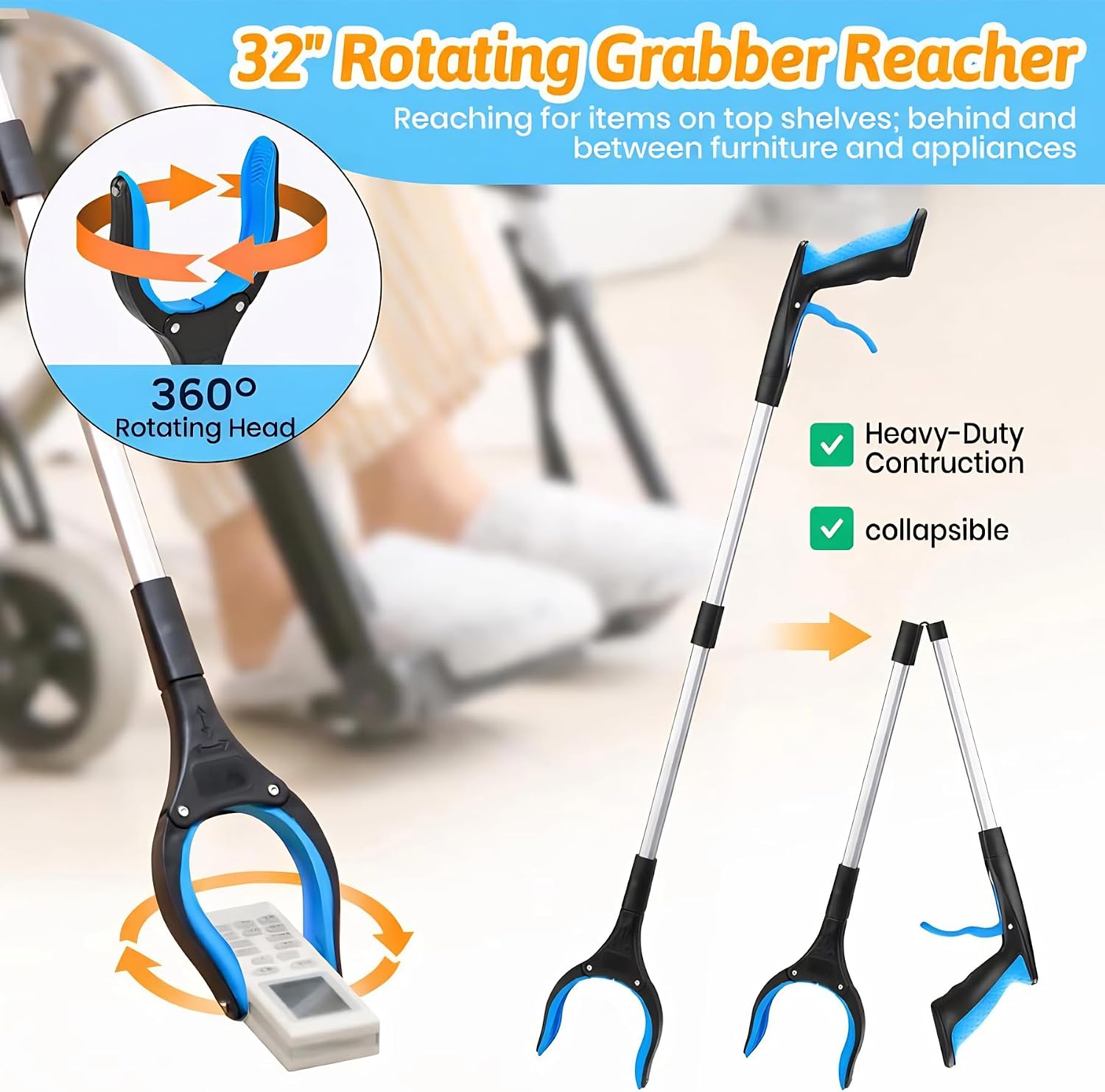 CAidRE 8-in-1 Hip Replacement Recovery Kit with Reacher Grabbers