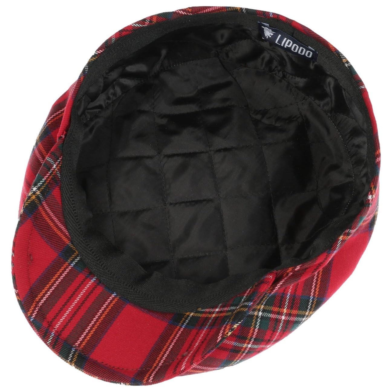 LIPODO Tartan Quadri Scozzesi Berretto Piatto Donna Uomo Made in Italy Autunno Inverno Trapuntato