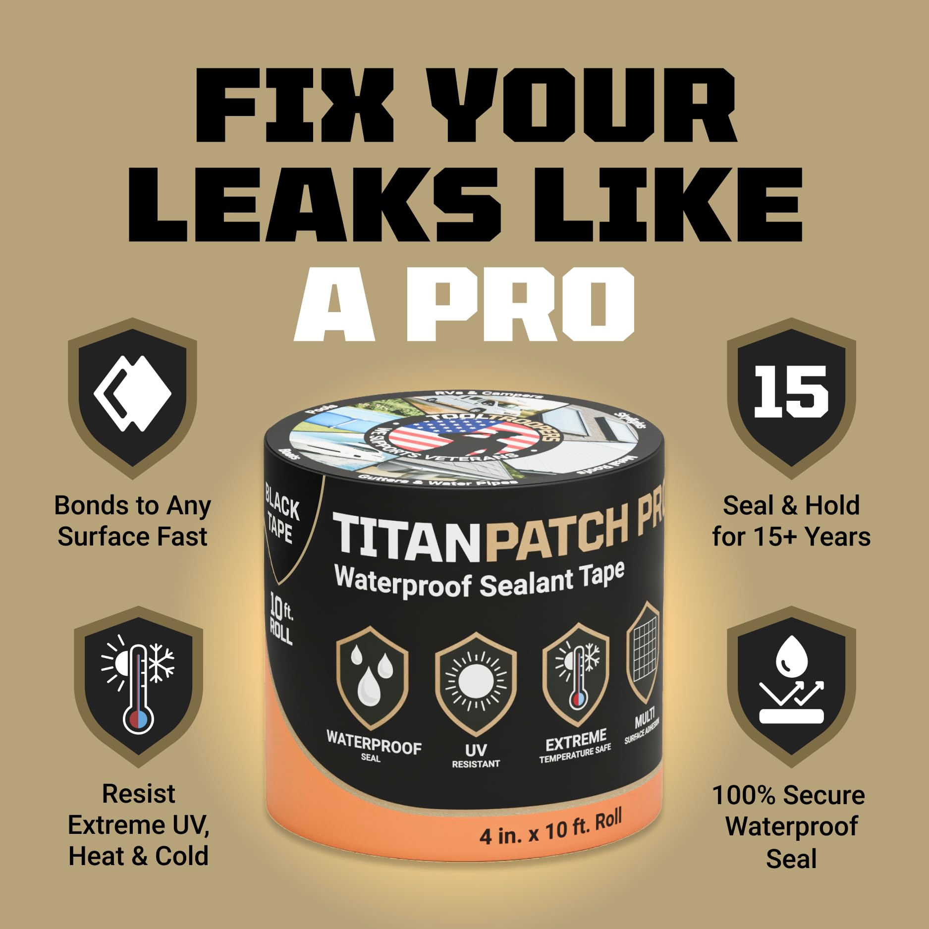 TITANPATCH PRO: Waterproof Sealant Tape - 15+ Year Seal -2 TITANPATCH PRO: Waterproof Sealant Tape - 15+ Year Seal -2