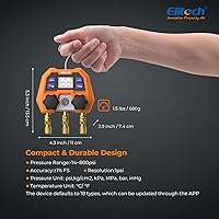 Vista 6 de Elitech Manómetro Múltiple Digital Inteligente, Sustituye el Manómetro de Presión Tradicional, Actualización Remota de Firmware OTA, DMG-4B