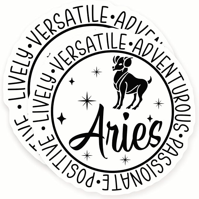 Aries Stickers - Zodiac Sign Sticker - Astrology Gift Idea - Ram Symbol Stickers - 2 Pack 5