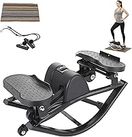 Compact Lateral Rocking Fitness Stepper with LCD Monitor & Resistance Bands - Side-to-Side Home Workout for Legs, Glutes & Core