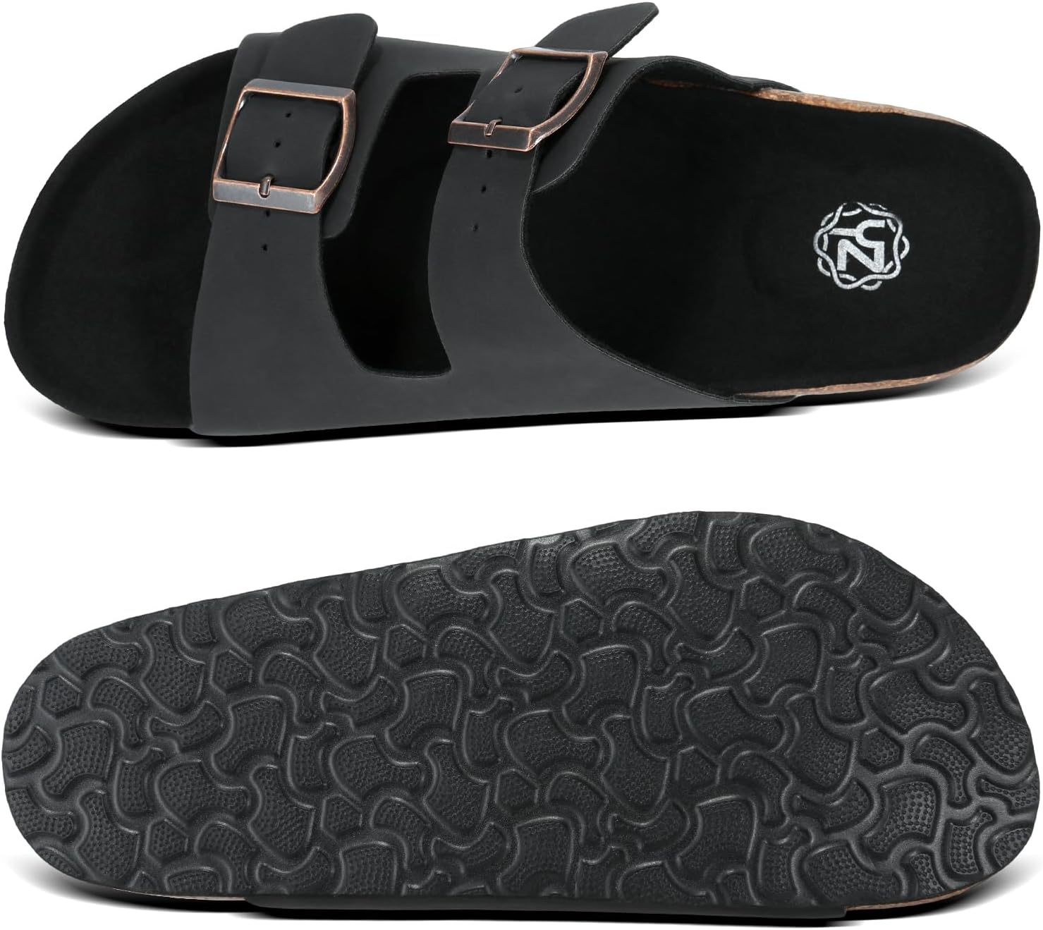 YZ Women's Cork Footbed Sandals Open Toe Slippers Adjustable Buckle Flat Sandals + Comfort Slip-On Shoes - Image 6