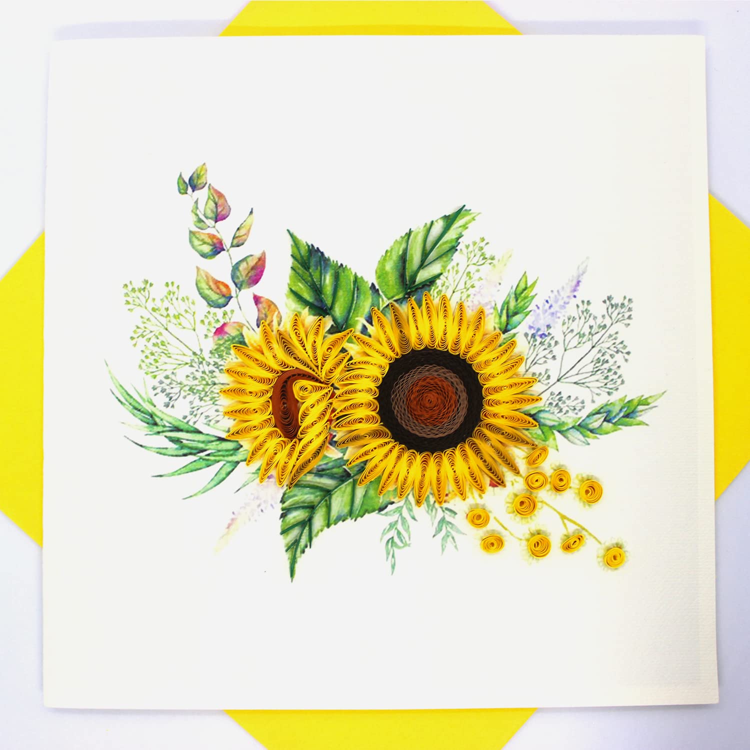 Amazon.com: POPMAZING Sunflower Greeting Quilling Cards, Romance Card,  Beautiful Flower Greeting Card, Unique Paper Handmade Greeting Cards For  Mother's Day, Father's Day, Christmas, Birthday, Love, Anniversary, Thank  You, Valentine, Color Art Quilled