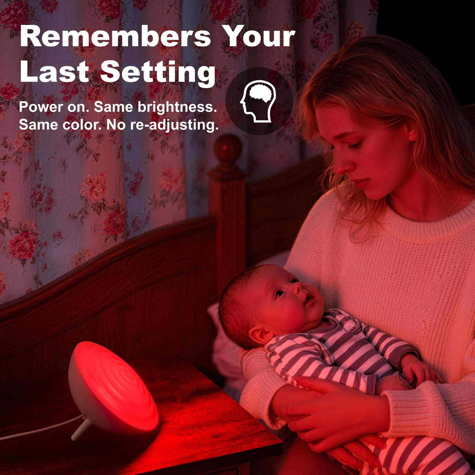 BOHON Veilleuse à lumière rouge avec minuteur, 3 modes de couleur, 10 modes de luminosité, intensité variable, lumière rouge, 660 nm, veilleuse rouge pour chambre à coucher, chambre d'enfant, maison