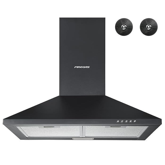 Buy FIREGAS Black Chimney Cooker Hood 60cm with Carbon Filters