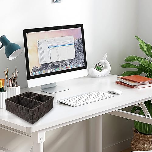 Miniatura 3 de LIFKOME Caja de almacenamiento de escritorio resistente, 4 cubos, cubos de acabado, cestas de almacenamiento, organizadores de automóvil,