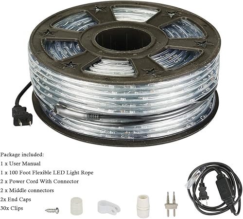 Miniatura 5 de Cuerda de luces LED cálidas de 100 pies, cuerda de luces para exteriores, 110 V, impermeable, ideal para aleros, jardines traseros, Halloween,