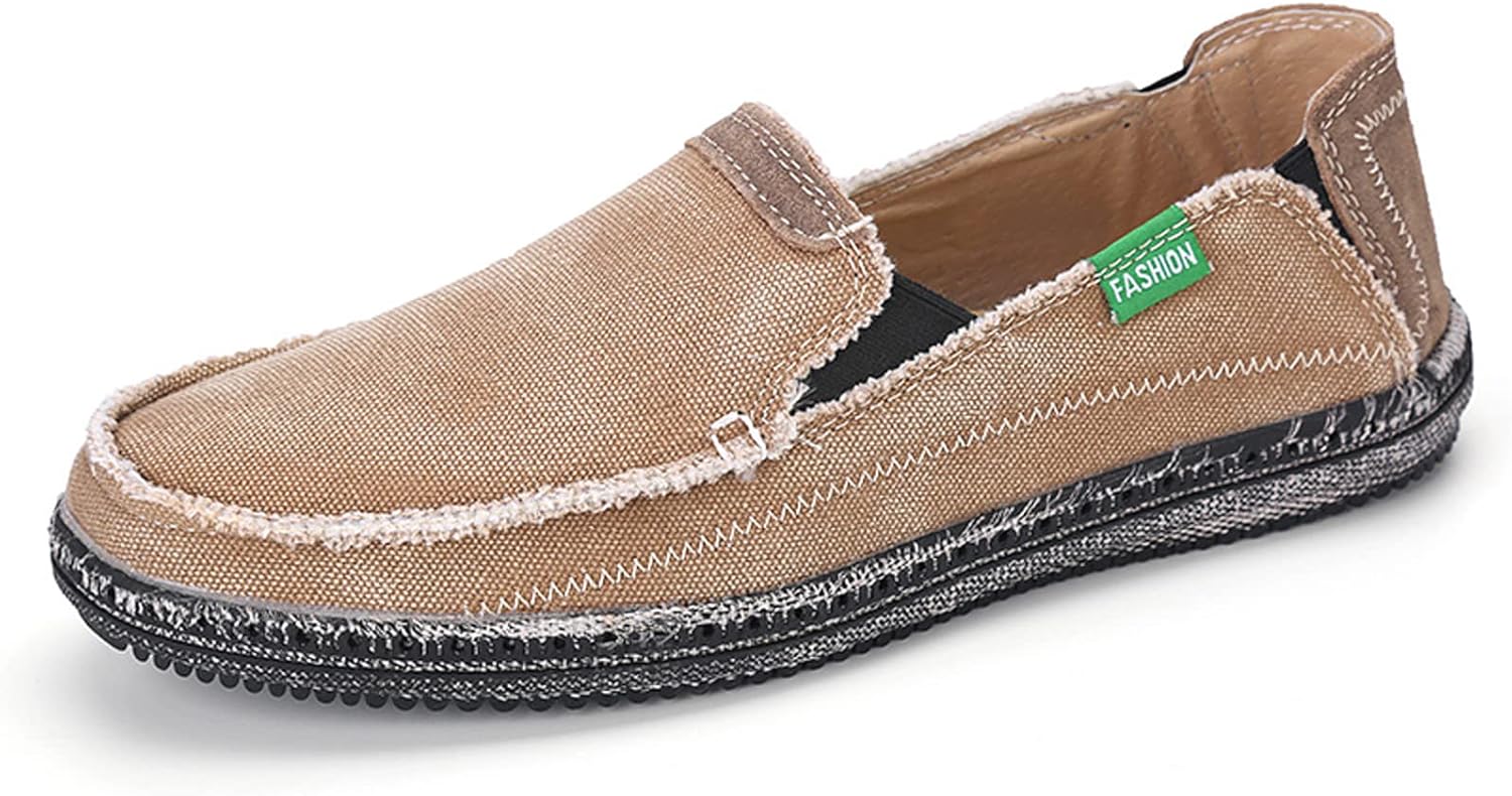 Men’s Fashion Canvas Shoes Lofers Shoes Slip on Flat Casual Shoes Comfort Driving Shoes Deck Shoes