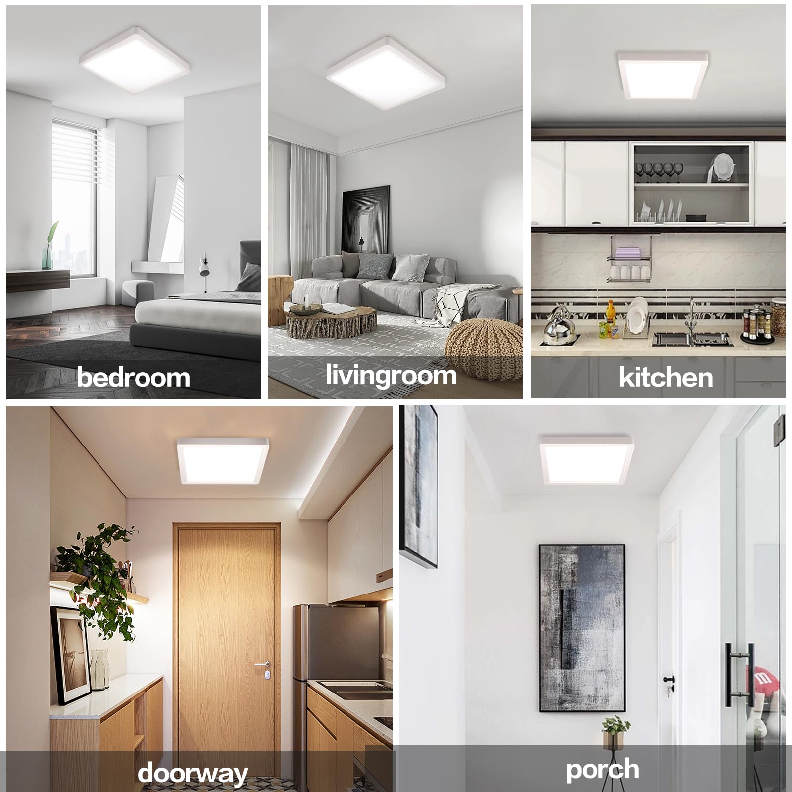 Luces de techo LED de 20W 2400LM, 3000k-6000k, luz de baño impermeable IP44, lámpara de techo empotrable redonda moderna, adecuada para dormitorio, cocina, sala de estar, pasillo, exterior