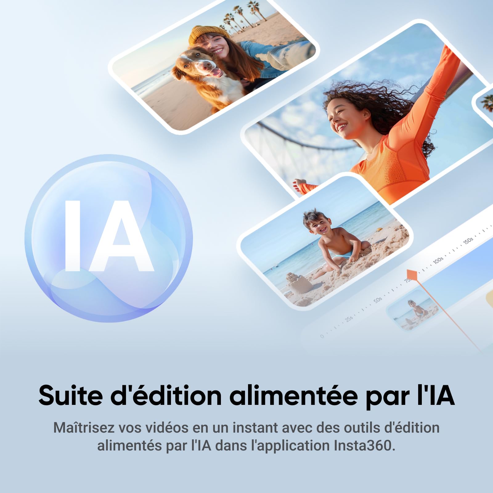 Insta360 Flow 2 Blanc - Stabilisateur Smartphone pour iPhone Android, Suivi IA et de Groupes, Gimbal avec trépied et Perche à Selfie intégrés, léger et Portable pour vlog et Voyage