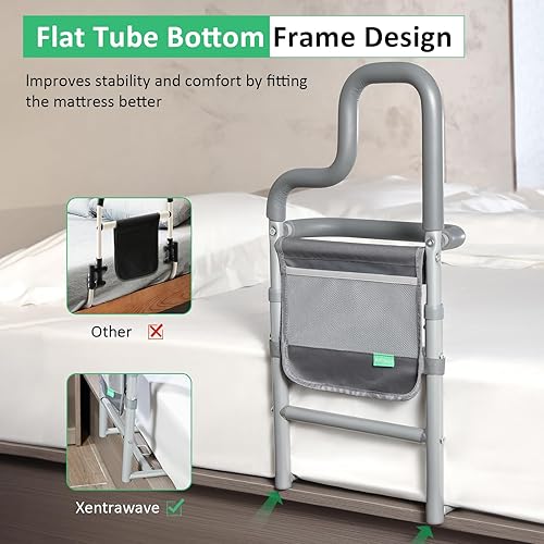 Miniatura 5 de Barandilla de cama de doble barra para adultos mayores con bolsillo de almacenamiento, riel de asistencia de cama para personas mayores para entrar