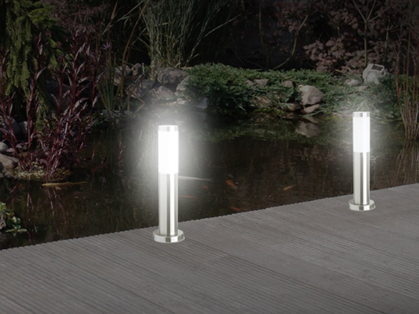 Ranex Lot de 2 luminaires en forme de borne avec détecteur de mouvement, hauteur 45 cm, balises lumineuses extérieures