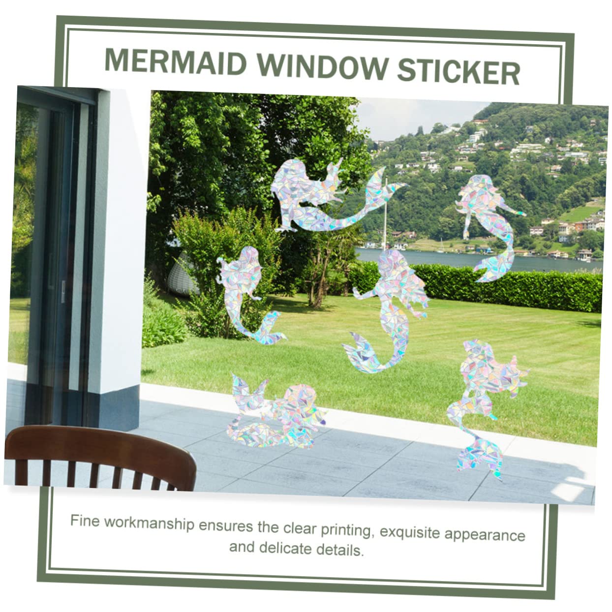 TOPBATHY 4 Juegos Vinilo Para Ventana Sirena Pegatinas Navideñas Pegatinas Pared Películas Para Ventanas Para Bloquear El Sol Decoración De La Pared Sala De Estar Colorful 6 Piezas * 4