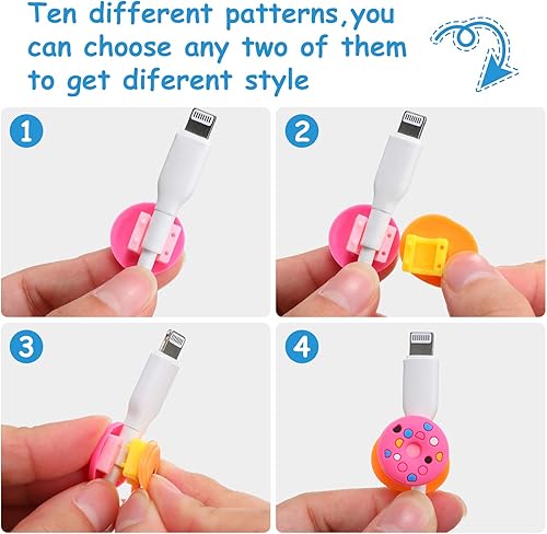 Miniatura 4 de Flutesan 40 protectores de cable de carga para teléfono, protectores de cable de carga, cargador USB para líneas de datos de teléfonos celulares,