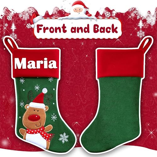 Miniatura 6 de Novgarden Medias de Navidad personalizadas, calcetín de Navidad con nombre personalizado con muñeco de nieve 3D, alce, muñeca de Papá Noel, medias