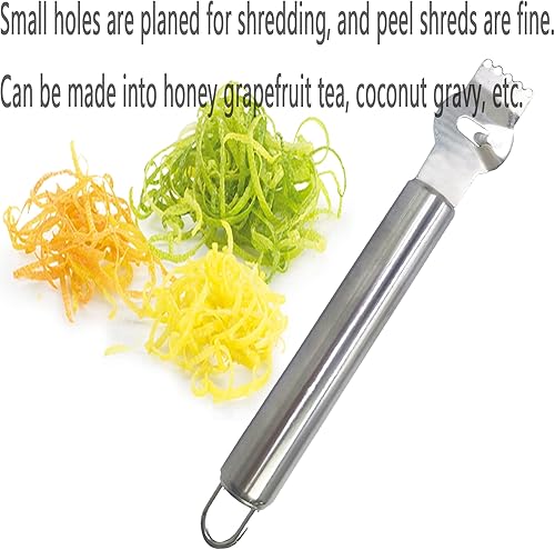 Miniatura 5 de Paquete de 2 ralladores de limón de acero inoxidable con agujero, herramienta de pelado de frutas y naranja cítrico con cuchillo de canal