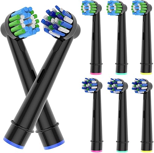 8 cabezales de cepillo Cross Clean compatibles con cepillo de dientes eléctrico Oral B 4er blanco y 4er negro Compatible con Cross Action Pro 1000 y