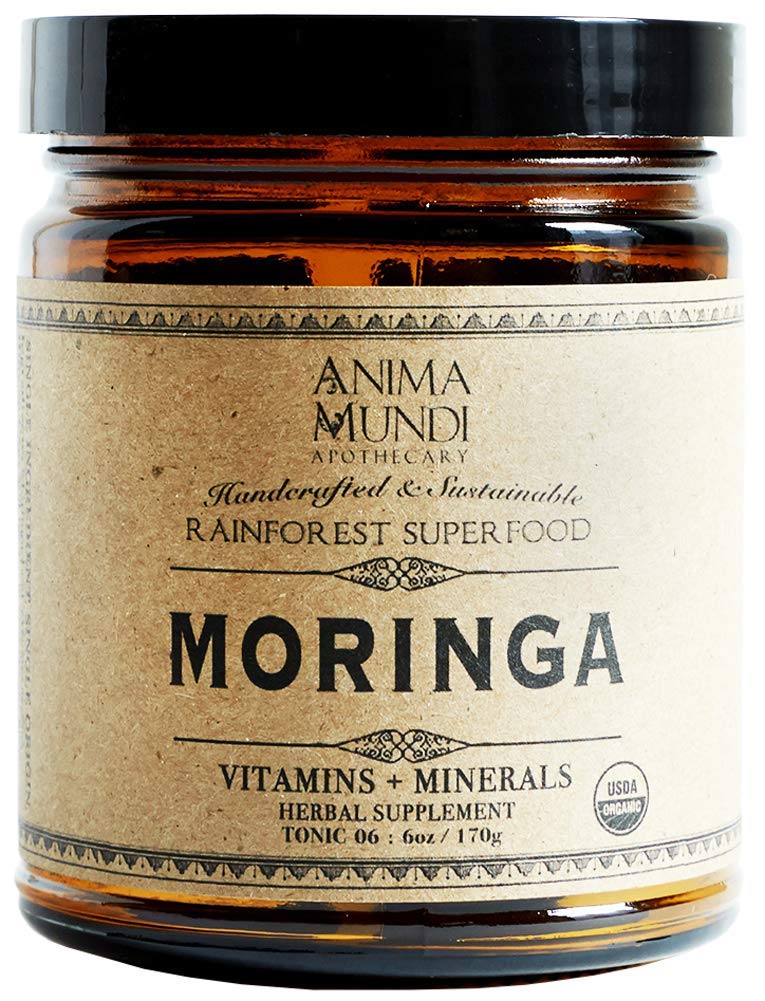 Anima Mundi Apothecary Moringa Leaf Powder - Pure Organic Rainforest Superfood - Energy Support Supplement, Natural & Non-GMO Green Powder (6oz / 170g)USDA Organic