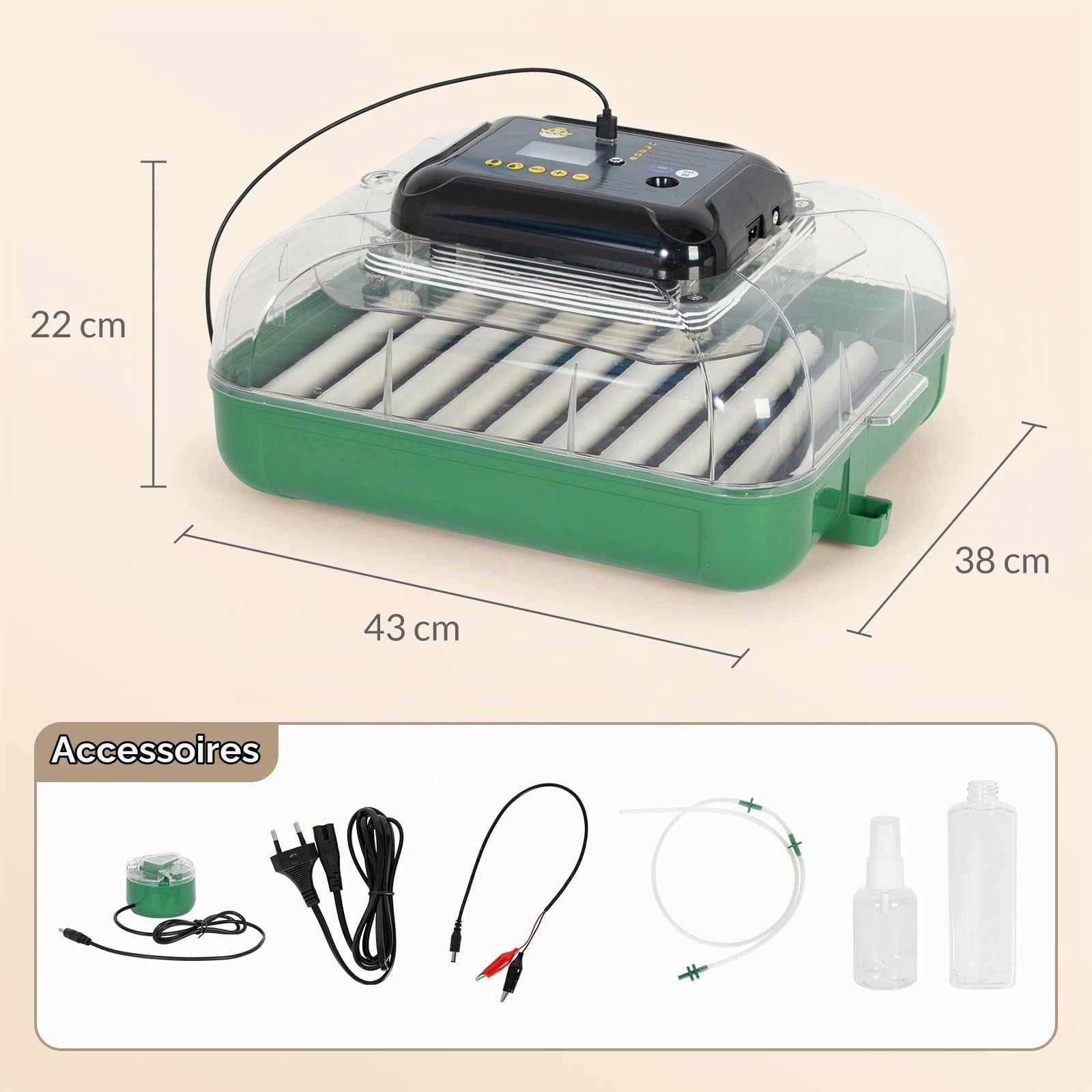 Todeco Incubateur Automatique 53 Œufs, Température & Humidité Réglables