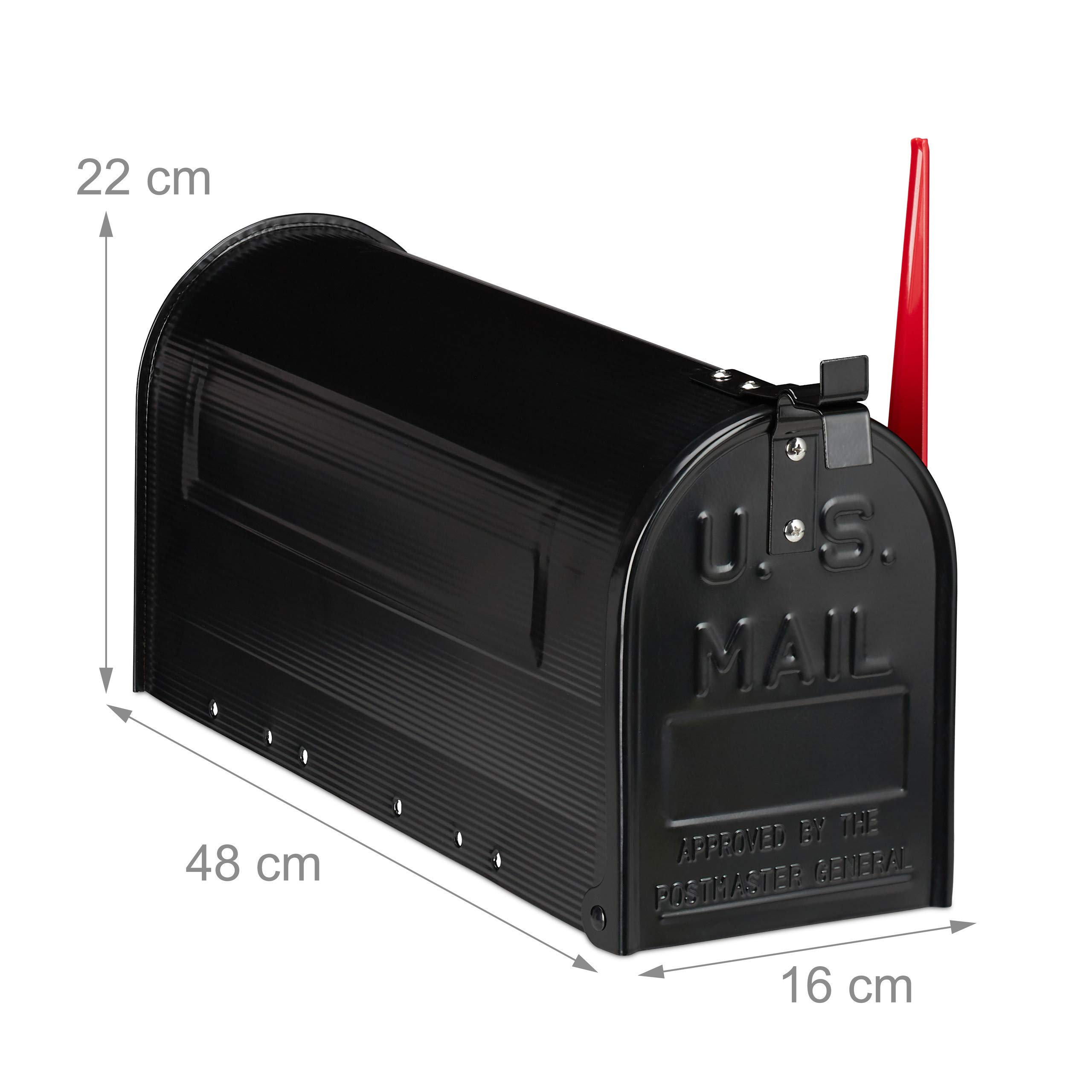 Cassetta Postale Americana Vintage - In Acciaio Zincato Con Bandiera Rossa E Scomparto Giornali - Foto 2