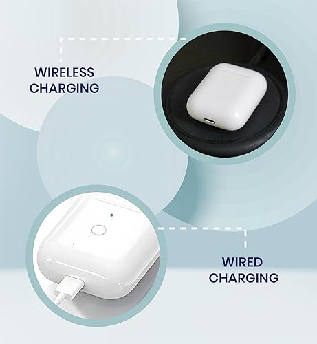 Miniatura 3 de Funda de carga inalámbrica y con cable para AirPods de 1 y 2 generación con batería integrada de 550 mAh para carga rápida, emparejamiento Bluetooth