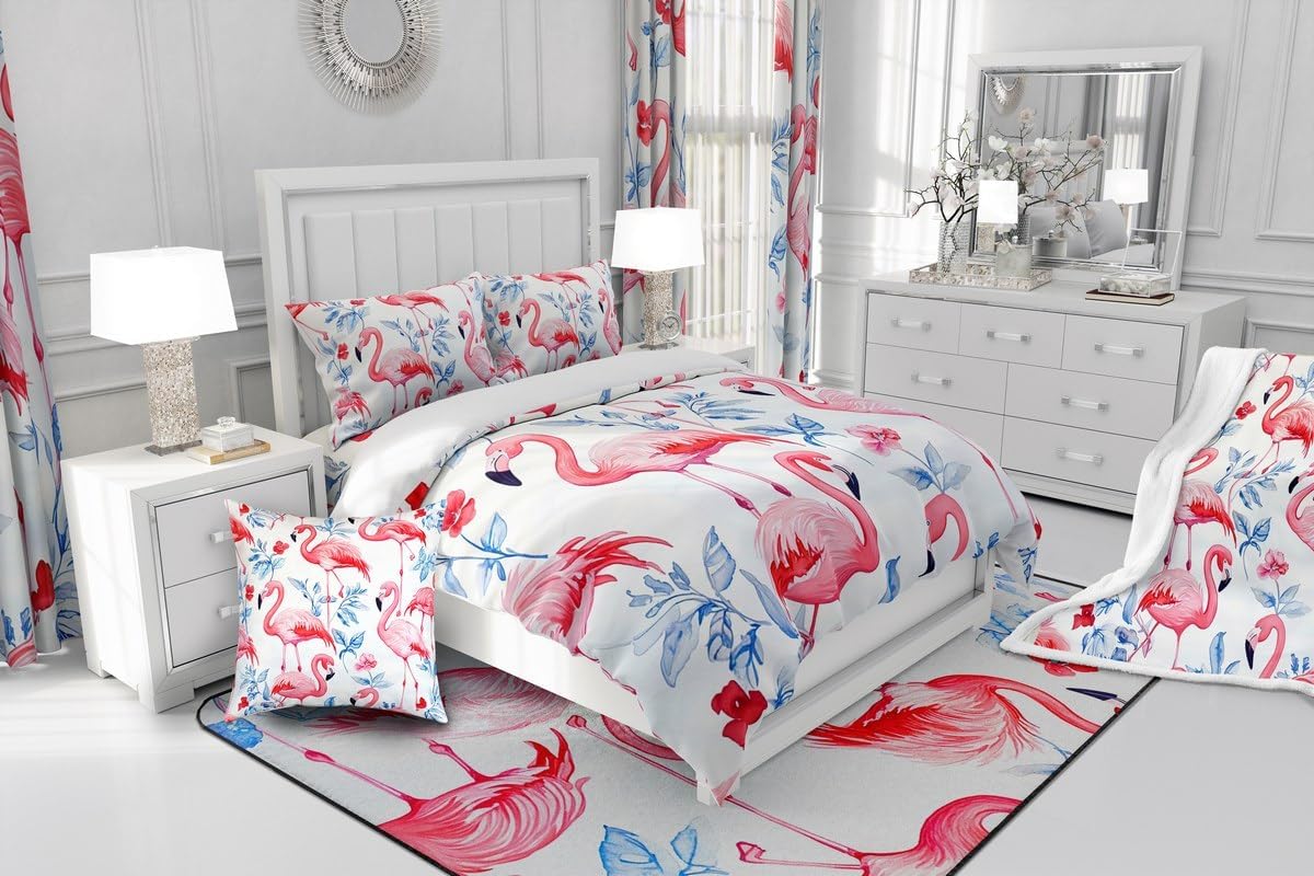 Feelyou Flamingo Throw Pillow Covers 24"x24" Set of 2 Soft Tropical Flamingo Pattern Cushion Covers for for Couch Sofa Animal Decor Bird Print Pink White Decorative Pillowcases Outdoor Pillows Covers