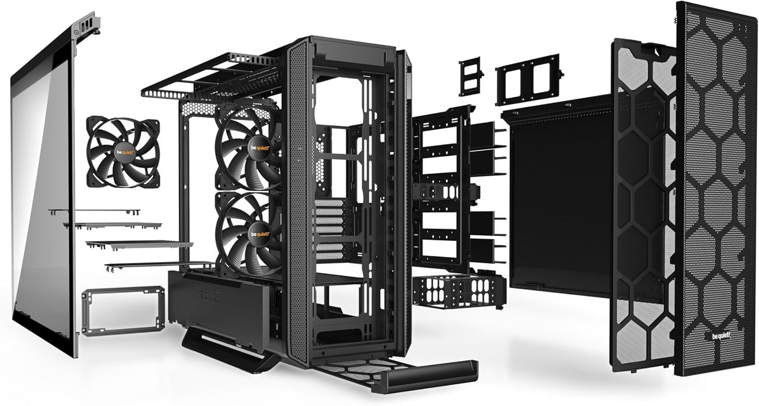 be quiet! Silent Base 802 Window Black PC-Gehäuse, 3X Pure Wings 2 140mm, 2 austauschbare Top- und Frontcover, entkoppeltes Mainboardtray