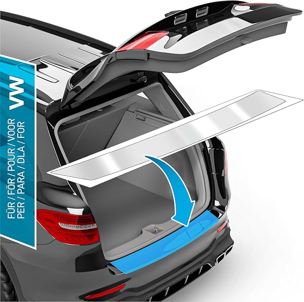 uProtect Auto Ladekantenschutz Folie für VW Touran 2 (II) 5T I 2015-2025 - Stoßstangenschutz, Kratzschutz, Lackschutzfolie - Transparent glänzend Selbstklebend - 1