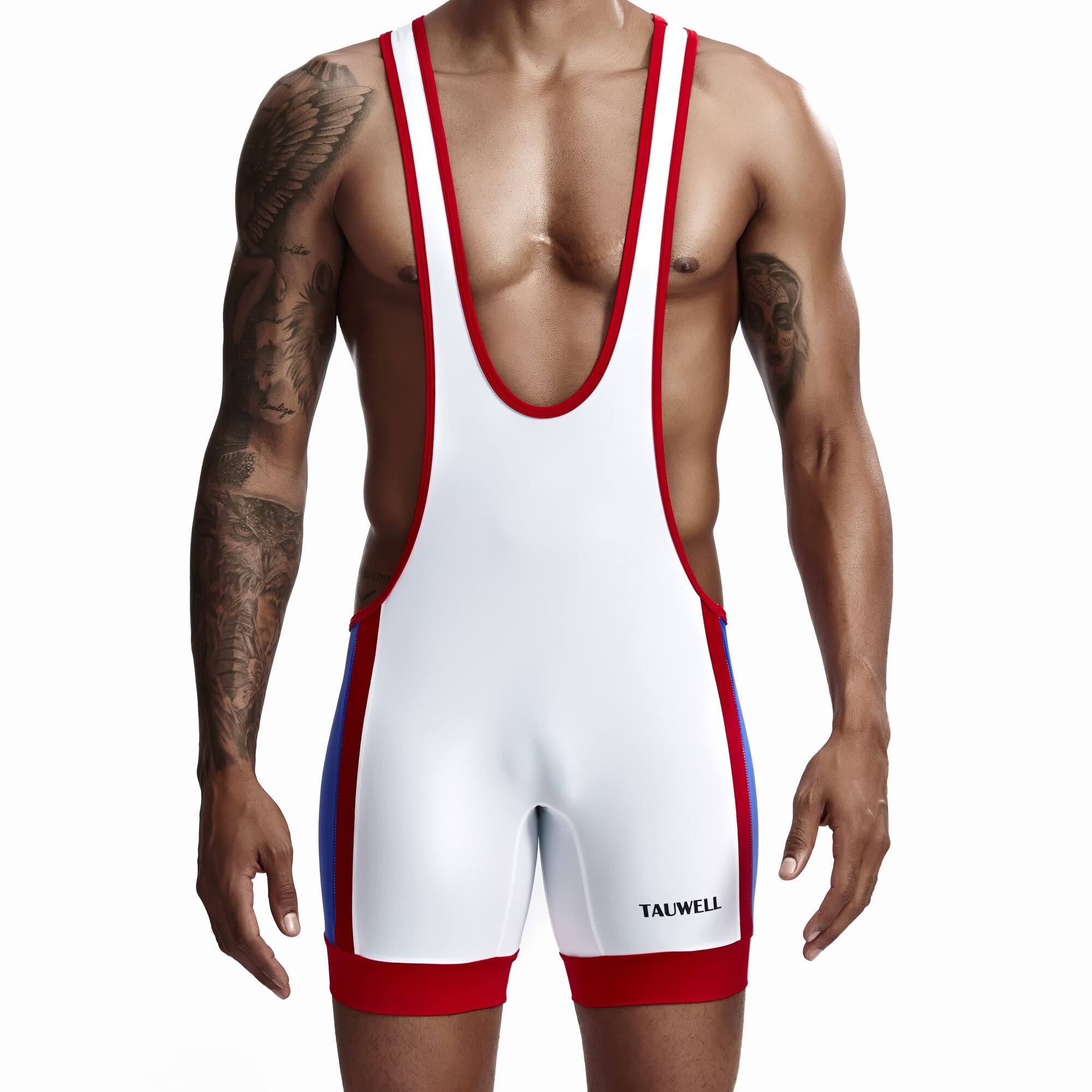 Wrestling Singlet Sexy Herren Unterwäsche Bodysuit Dessous Overall Männer Unterhemd Sport Einteiliger Trikot Stretch Trainingskleidung (Color : White6, Size : L)