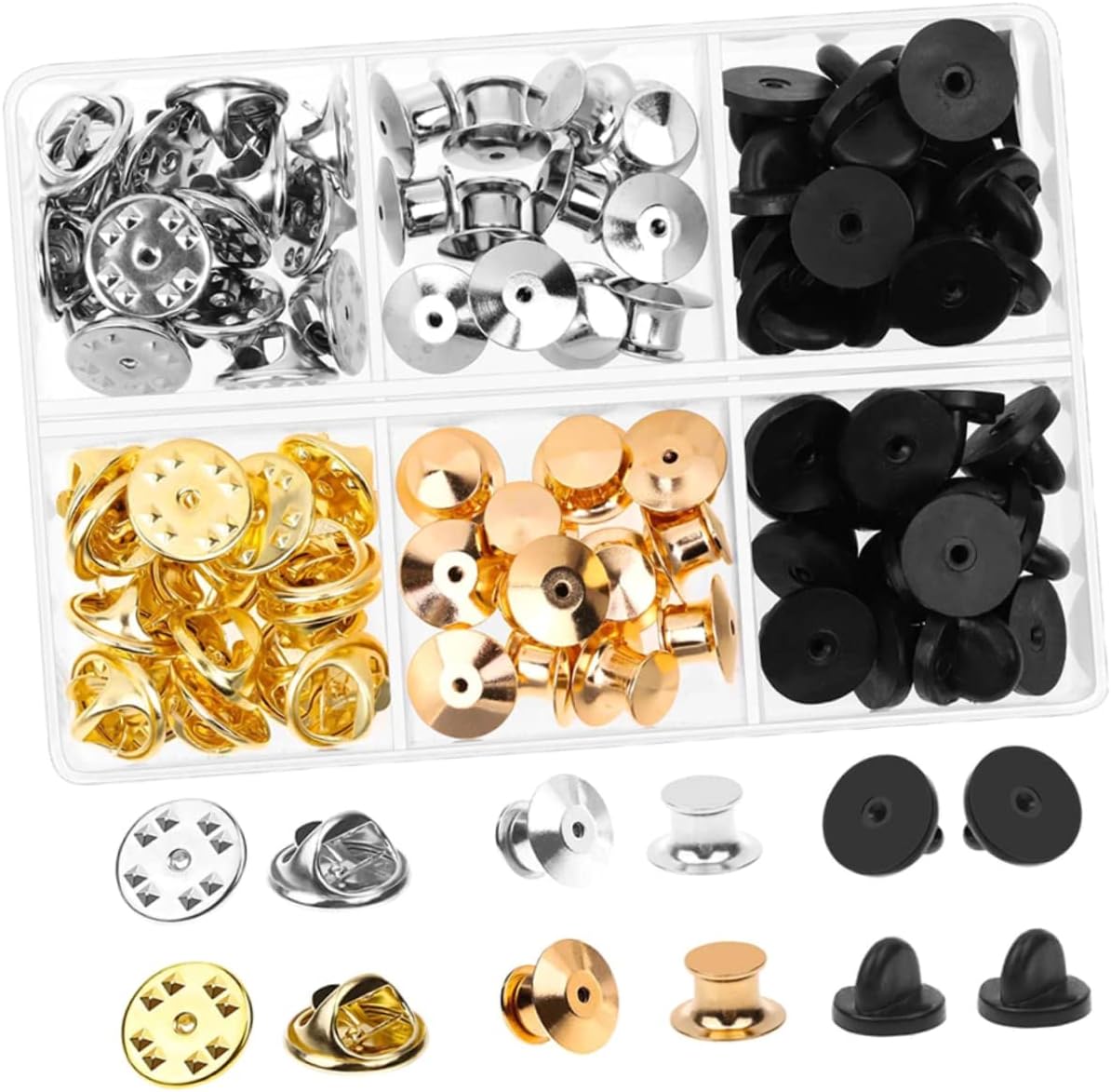 Pin Backs for Brooches and Lapel Replacement Clasp Locking Mechanism Secure and Easy to Use for Name Tags Tie Tacks and Badge Holders