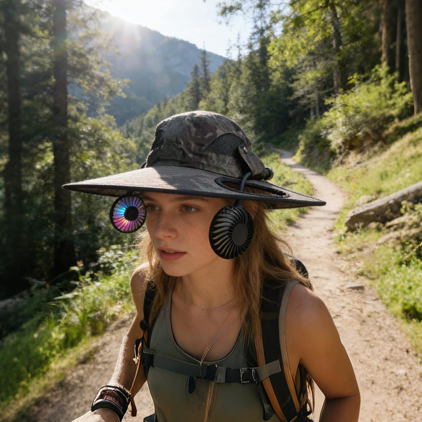 Cappello da uomo per fan | Cappellini portatili ricaricabili | Protezione solare per esterni, per spiaggia, canottaggio, campeggio, ciclismo, pesca, giardinaggio, golf, escursionismo, caccia, uomini
