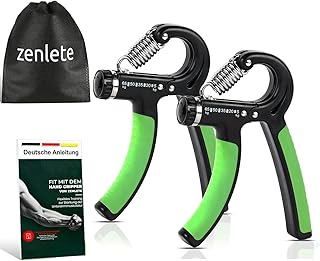 Profi Fitness Handtrainer 5-65 kg Widerstands-Markierungen, 2-er Set Fingerhantel einstellbar, Fingertrainer länger mit mehr Gummierung & Griffkraft, Unterarm-Trainer Trainingsgerät starke Feder