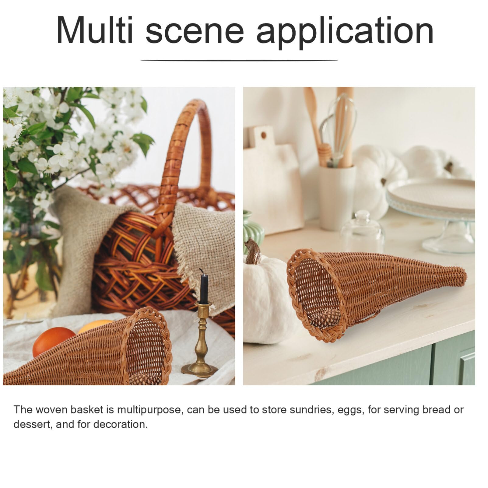 Cesta De Cuerno De La Abundancia Cesta De Mimbre De Vid De Otoño De Cuerno De Cornucopia De Acción De Gracias De Frutas De Acción De Gracias De Pan Tejida para