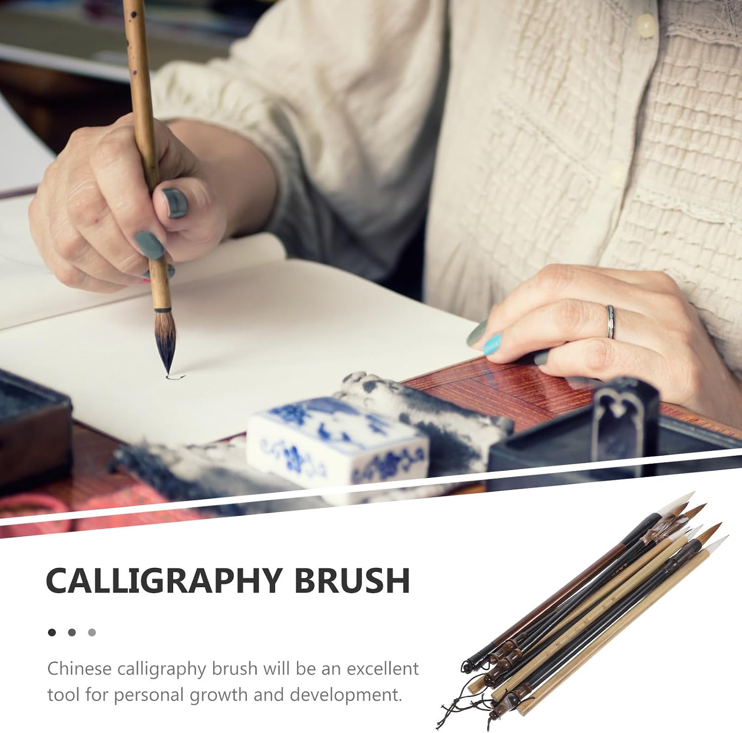 Chinese Calligraphy Brush Set Multi-function Ink Pens Kit for Painting Drawing Writing Textiles Smooth Control Precision for Beginners and Artists