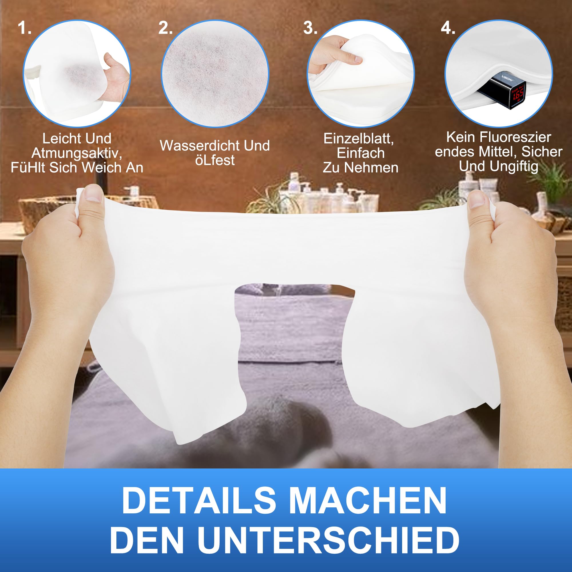 Nasenschlitztücher Massageliege, 500 Stück Einwegauflage Für Massage Kopfstütze Gesichtsauflage Für Massage Hygieneüberzug Für Alle Massageliegen Massagebänke Massagetische Therapieliegen